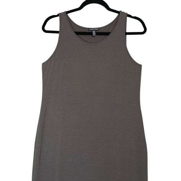 Eileen Fisher Womens Midi Dress M Stretch Viscose Jersey Knit Capsule Taupe Wear - Picture 5 of 11